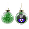 Transparent Christmas tree ball ornament with green filling 8cm