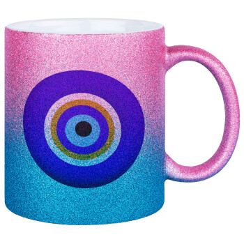 Το μάτι, Κούπα Χρυσή/Μπλε Glitter, κεραμική, 330ml