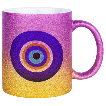 Το μάτι, Κούπα Χρυσή/Ροζ Glitter, κεραμική, 330ml