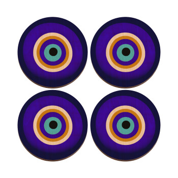 Το μάτι, ΣΕΤ x4 Σουβέρ ξύλινα στρογγυλά plywood (9cm)