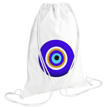 Το μάτι, Τσάντα πλάτης πουγκί GYMBAG λευκή (28x40cm)