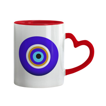 Το μάτι, Mug heart red handle, ceramic, 330ml