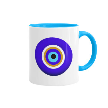 Το μάτι, Mug colored light blue, ceramic, 330ml