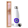 Easter Set, metallic stainless steel water bottle (750ml) & scented flat Easter candle (30cm) (PINK)