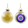 Transparent Christmas tree ball ornament with gold filling 8cm