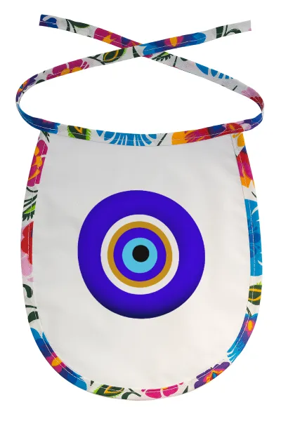 Το μάτι — Stain-resistant baby bib with tie, multicoloured
