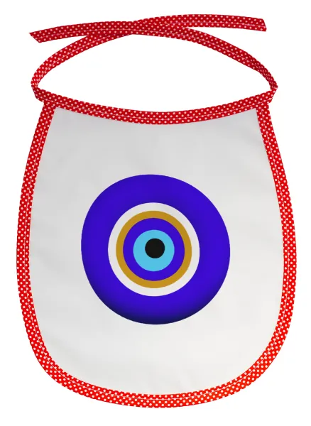 Το μάτι — Stain-resistant baby bib with tie, red