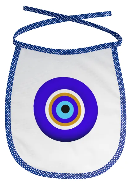 Το μάτι — Stain-resistant baby bib with tie, blue