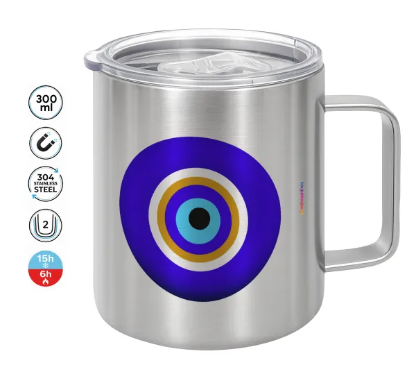 Το μάτι — Double-walled stainless steel mug 300ml with temperature-retaining lid