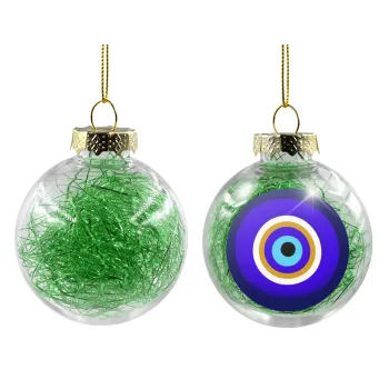 Το μάτι, Transparent Christmas tree ball ornament with green filling 8cm