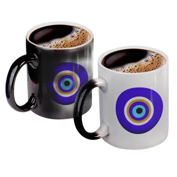 Το μάτι, Color changing magic Mug, ceramic, 330ml when adding hot liquid inside, the black colour desappears (1 pcs)