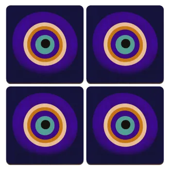 Το μάτι, ΣΕΤ x4 Σουβέρ ξύλινα τετράγωνα plywood (9cm)