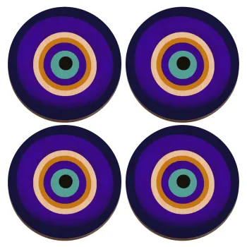 Το μάτι, ΣΕΤ x4 Σουβέρ ξύλινα στρογγυλά plywood (9cm)