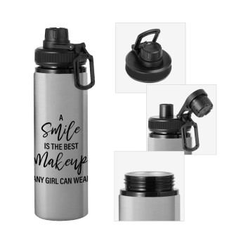 A slime is the best makeup any girl can wear, Μεταλλικό παγούρι νερού με καπάκι ασφαλείας, αλουμινίου 850ml