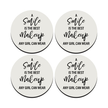 A slime is the best makeup any girl can wear, SET of 4 round wooden coasters (9cm)