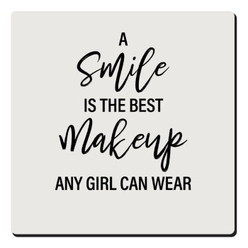 A slime is the best makeup any girl can wear, Τετράγωνο μαγνητάκι ξύλινο 6x6cm