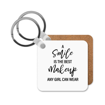 A slime is the best makeup any girl can wear, Μπρελόκ Ξύλινο τετράγωνο MDF