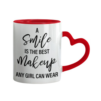 A slime is the best makeup any girl can wear, Mug heart red handle, ceramic, 330ml