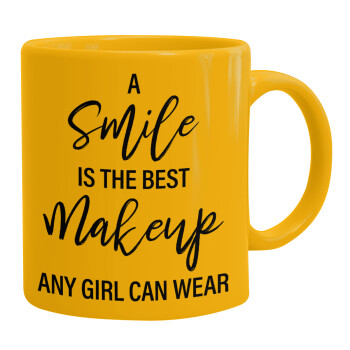 A slime is the best makeup any girl can wear, Ceramic coffee mug yellow, 330ml (1pcs)