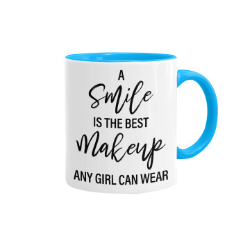 A slime is the best makeup any girl can wear, Mug colored light blue, ceramic, 330ml