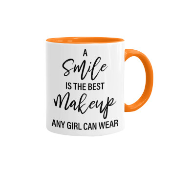 A slime is the best makeup any girl can wear, Mug colored orange, ceramic, 330ml