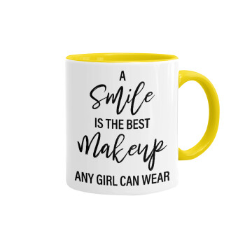 A slime is the best makeup any girl can wear, Mug colored yellow, ceramic, 330ml