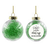 Transparent Christmas tree ball ornament with green filling 8cm