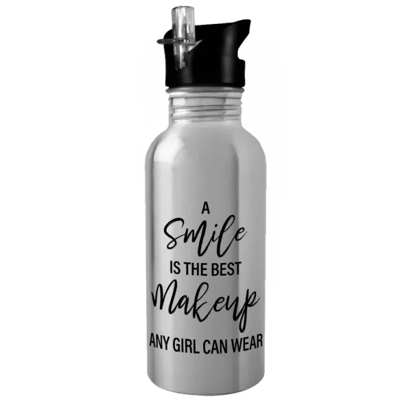 A slime is the best makeup any girl can wear — Water bottle Silver with straw, stainless steel 600ml