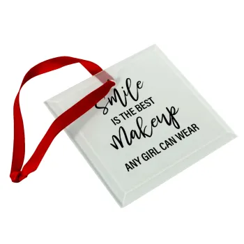 A slime is the best makeup any girl can wear, Στολίδι Χριστουγεννιάτικο στολίδι γυάλινο τετράγωνο 9x9cm