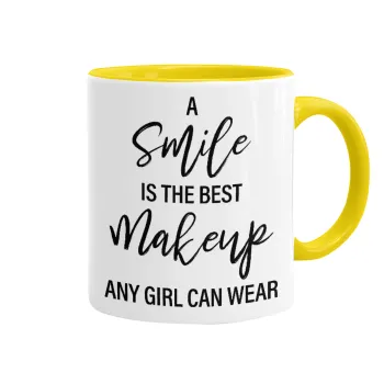 A slime is the best makeup any girl can wear, Mug colored yellow, ceramic, 330ml