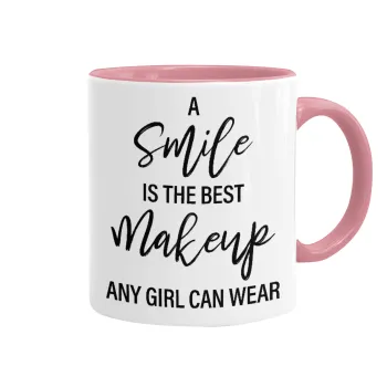 A slime is the best makeup any girl can wear, Κούπα χρωματιστή ροζ, κεραμική, 330ml