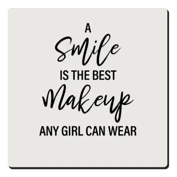 A slime is the best makeup any girl can wear, Τετράγωνο μαγνητάκι ξύλινο 6x6cm