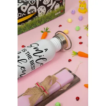 A slime is the best makeup any girl can wear, Πασχαλινή Λαμπάδα με παγούρι μεταλλικό (620ml, stainless steel) & κερί αρωματικό πλακέ (30cm) (ΡΟΖ)