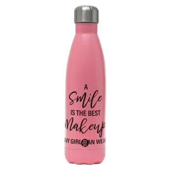 A slime is the best makeup any girl can wear, Metal mug thermos Pink Mat (Stainless steel), double wall, 500ml