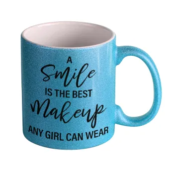 A slime is the best makeup any girl can wear, Κούπα Σιέλ Glitter που γυαλίζει, κεραμική, 330ml