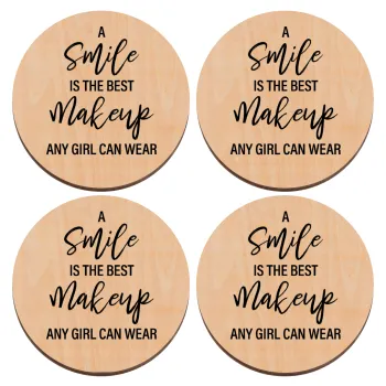 A slime is the best makeup any girl can wear, ΣΕΤ x4 Σουβέρ ξύλινα στρογγυλά plywood (9cm)