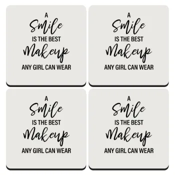 A slime is the best makeup any girl can wear, ΣΕΤ 4 Σουβέρ ξύλινα τετράγωνα (9cm)