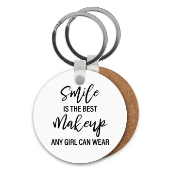 A slime is the best makeup any girl can wear, Μπρελόκ Ξύλινο στρογγυλό MDF Φ5cm