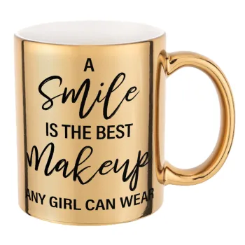 A slime is the best makeup any girl can wear, Κούπα κεραμική, χρυσή καθρέπτης, 330ml