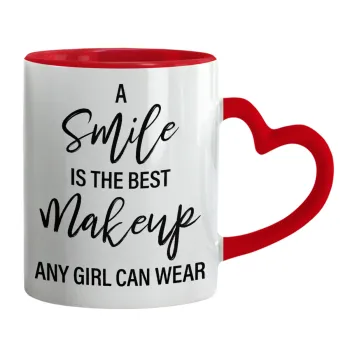 A slime is the best makeup any girl can wear, Κούπα καρδιά χερούλι κόκκινη, κεραμική, 330ml