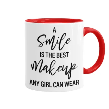 A slime is the best makeup any girl can wear, Mug colored red, ceramic, 330ml