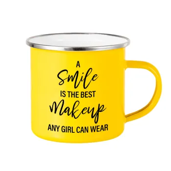 A slime is the best makeup any girl can wear, Κούπα Μεταλλική εμαγιέ Κίτρινη 360ml