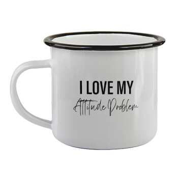 I love my attitude problem, Κούπα εμαγιέ με μαύρο χείλος 360ml