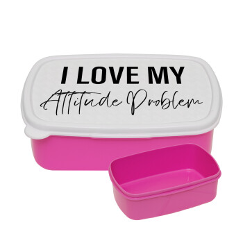 I love my attitude problem, ΡΟΖ παιδικό δοχείο φαγητού (lunchbox) πλαστικό (BPA-FREE) Lunch Βox M18 x Π13 x Υ6cm