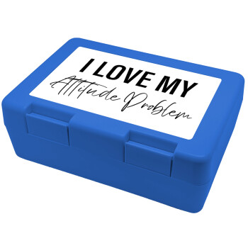 I love my attitude problem, Children's cookie container BLUE 185x128x65mm (BPA free plastic)