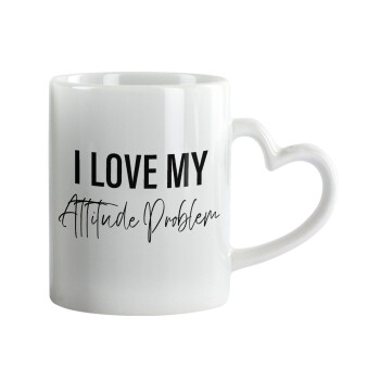 I love my attitude problem, Mug heart handle, ceramic, 330ml