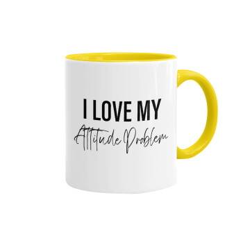 I love my attitude problem, Mug colored yellow, ceramic, 330ml