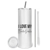 Tumbler stainless steel 600ml, with metal straw & cleaning brush