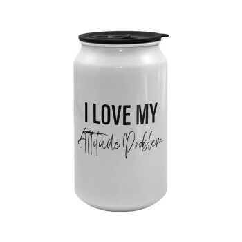 I love my attitude problem, Κούπα ταξιδιού μεταλλική με καπάκι (tin-can) 500ml