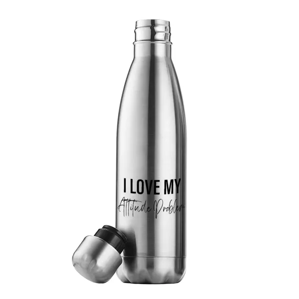 I love my attitude problem — Inox (Stainless steel) double-walled metal mug, 500ml